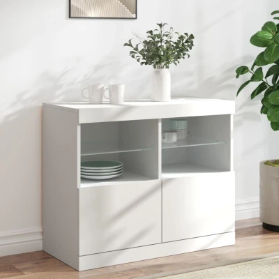 Afbeelding van Dressoir met LED verlichting 81x37x67 cm wit