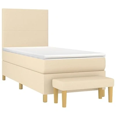 Afbeelding van vidaXL Boxspring met matras stof crèmekleurig 90x200 cm