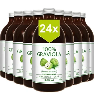 Afbeelding van 24 x 100% kokossap 500 ml ongefilterd en veganistisch gemaakt van zuurzakpuree. Guanábana. Soursop. Graviola. Stachelannone.