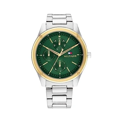 Afbeelding van Tommy Hilfiger TH1710537 Heren Horloge TYLER Mineraalglas Staal Zilverkleurig 43 mm breed Quartz Vouw/Vlindersluiting 5 ATM (douchen)