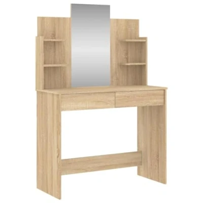 Image de vidaXL Coiffeuse avec miroir chêne sonoma 96x39x142 cm