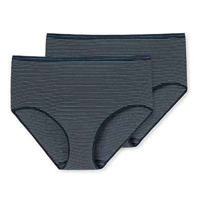 Afbeelding van Schiesser Midislip set van 2 nachtblauw wit gestreept Modal Essentials Dames Onderbroek nachtblau