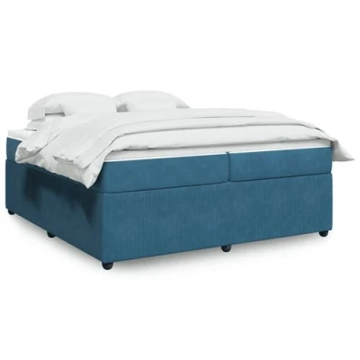 Image de vidaXL Sommier à lattes de lit et matelas Bleu foncé 200x200cm Velours