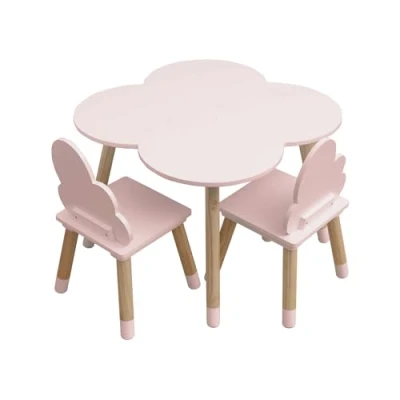 Afbeelding van Rebecca Mobili Kindertafel en 2 stoelen, voor de decoratie van kinderkamer, roze/bruin, MDF grenen Afmetingen: 44 x 60 cm / 50 25 Art. RE6899