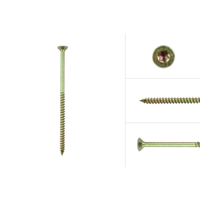 Afbeelding van Wovar Spaanplaatschroeven Geel Verzinkt 6 x 160 mm Torx 30 met snijpunt Doos 100 Stuks