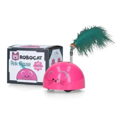 Afbeelding van Robocat Pink Mouse Kattenspeelgoed Roze Groen Met Madnip
