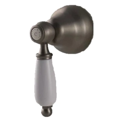 Afbeelding van PB klassieke kraan inbouw stopkraan met witte hendel RVS 1208854672