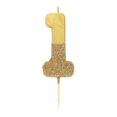 Afbeelding van Verjaardagskaars nummer 1 goud met glitter, hoogwaardige taartdecoratie, schattig, glinsterend voor kinderen, volwassenen, 1e, 18e, 21e party, verjaardag, mijlpaal