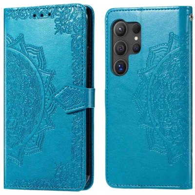 Afbeelding van imoshion Hoesje Geschikt voor Samsung Galaxy S25 Ultra Met Pasjeshouder Mandala Bookcase Turquoise