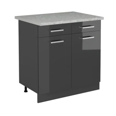 Afbeelding van Vicco Keukenonderkast R Line, Antraciet Hoogglans/Antraciet, 80 cm WB Marmer