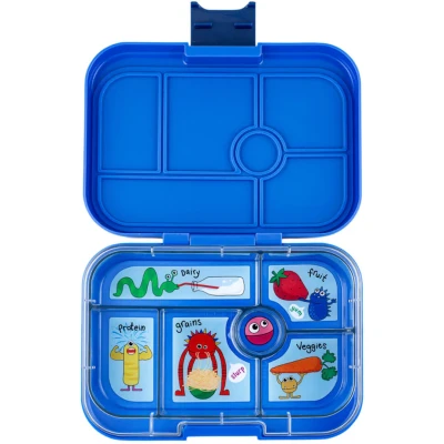 Afbeelding van Yumbox Original lekvrije Bento box lunchbox 6 vakken Surf Blue / Funny Monsters tray