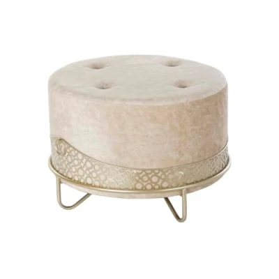 Afbeelding van Voetensteun DKD Home Decor Beige Gouden Metaal Polyester (63 x 63 42 cm)