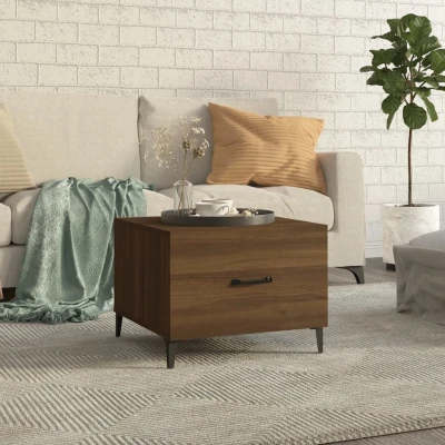 Afbeelding van Salontafel met metalen poten 50x50x40 cm bruin eikenkleur