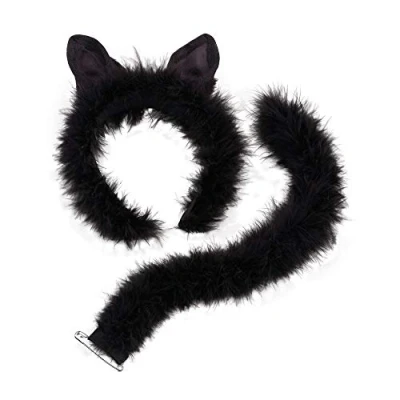 Afbeelding van Rubies verkleed set kat/poes oortjes/staart zwart accessoires