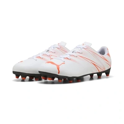Afbeelding van Puma Chaussures de football Attacanto Fg/Ag Jr unisexes pour enfant, Blanc et rouge, 35.5 EU