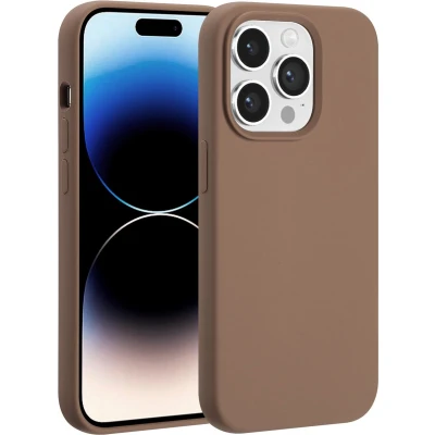 Afbeelding van Accezz Hoesje Geschikt voor iPhone 14 Pro Siliconen Liquid Silicone Backcover MagSafe Lichtbruin