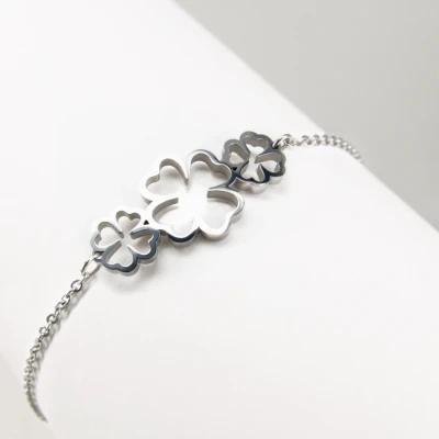 Image de Ponytail&amp;Co Bracelet Trèfles Acier 17+5cm