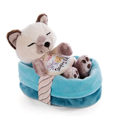 Afbeelding van Nici Slapende Huisdieren Kitten Siamees Kat In Mand Teddy 12 Cm Veelkleurig
