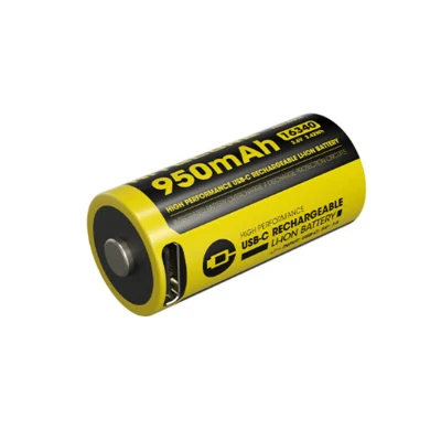 Afbeelding van Nitecore NL169R Oplaadbare 16340 Li Ion batterij 950mAh met USB C Poort
