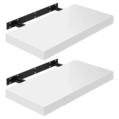 Afbeelding van WOLTU Wandplanken, 2 stuks, zwevend rek, boekenrek, cd, dvd, houten plaat, 50 x 22,9 3,8 cm, wit, RG9477ws