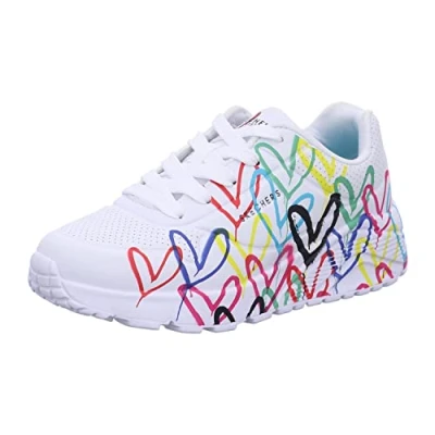 Image de Skechers Fille 314064l Wmlt Basket, White Synthetic Multi Trim, 34 EU