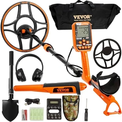 Image de VEVOR Détecteur de Métaux Professionnel Bobine Recherche 30,5 cm Rechargeable 99 127 Écran LCD Étanche IP68 7 Modes Puce DSP Écouteurs Bluetooth pour d&#039;Or Chasse aux Trésors