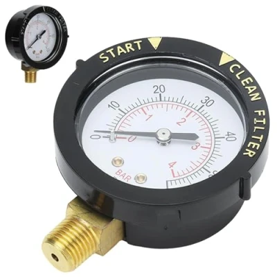 Afbeelding van Watermanometer, 0 60 psi/0 4 bar, G1/4 externe schroefdraad manometer zandtankmeter, dubbele schaal meter voor het meten van lucht, water, olie en gas