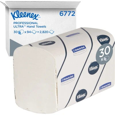 Afbeelding van Handdoek Kleenex Ultra i vouw 2 laags 21,5x41,5cm 30x94st wit 6772