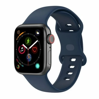 Afbeelding van Apple Watch Siliconen sportbandje Navy Blauw Maat: S/M Geschikt voor 38mm / 40mm 41mm