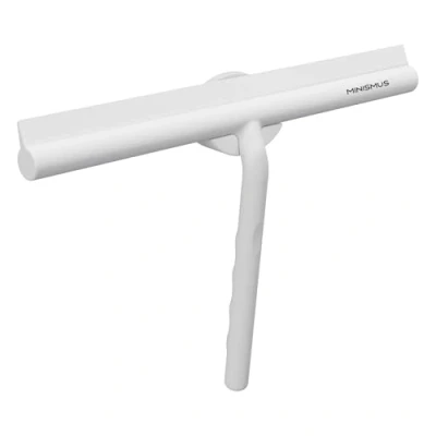 Afbeelding van Minismus Douche Trekker Zwart met Magneethouder Ophangsysteem Zonder Boren 28 cm Breed Douchewisser Raamtrekker Badkamer Accessoires Raamwisser Aftrekker Wit