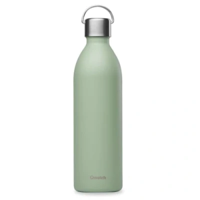 Afbeelding van Qwetch Thermosfles Active linde groen 1 liter Drinkfles met handvat van gerecycled roestvrij staal 24 uur koud en 12 warm Waterdicht, BPA vrij compact