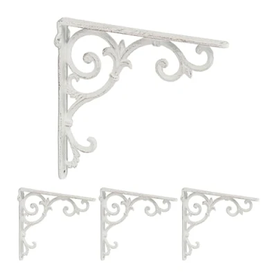 Afbeelding van plankdrager set van 4 24,5 cm gietijzer wit