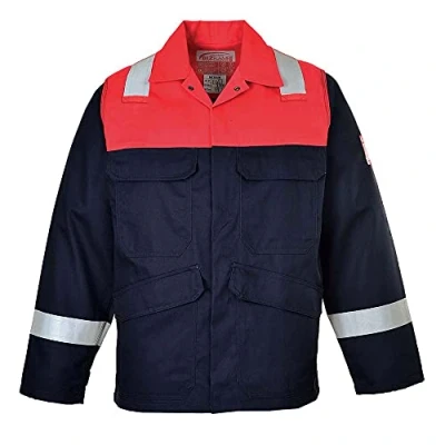 Image de Veste Bizflame Plus pour soudeur FR55 Bleu marine/Rouge Portwest