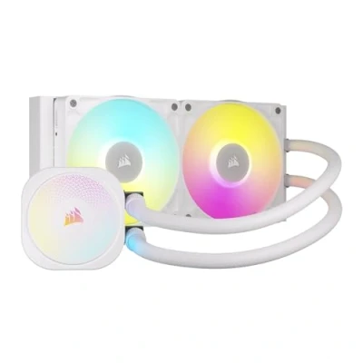 Afbeelding van CORSAIR iCUE LINK TITAN 240 RX RGB vloeibare koeler voor CPU, mm AIO, 2 x RX120 ventilatoren inbegrepen, geschikt Intel LGA 1851/1700, AMD AM5/AM4, inclusief systeemhub, wit