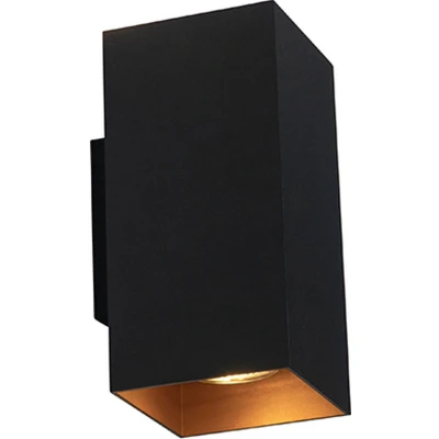 Afbeelding van QAZQA Smart wandlamp zwart met goud vierkant incl. 2 Wifi GU10 Sab