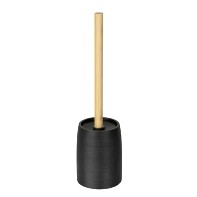 Afbeelding van WENKO Altavalle Elegante vrijstaande toiletborstel van polyhars en bamboe, Ø 10,5 cm, H 38,5 natuurlijk zwart