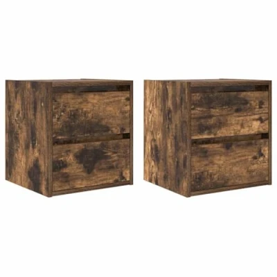 Afbeelding van vidaXL Nachtkastjes 2 st wandgemonteerd 38x34x40 cm gerookt eikenkleur