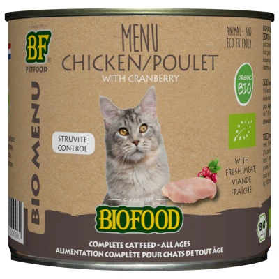 Afbeelding van Bf Bio Organic Menu 200 g Kattenvoer Kip Blik