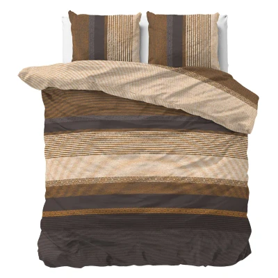 Afbeelding van Dekbedovertrek Mareto Lits jumeaux (240x200/220 cm) Microvezel Strepen Taupe Sleeptime Ga naar Dekbed Discounter.nl &amp; Profiteer Nu