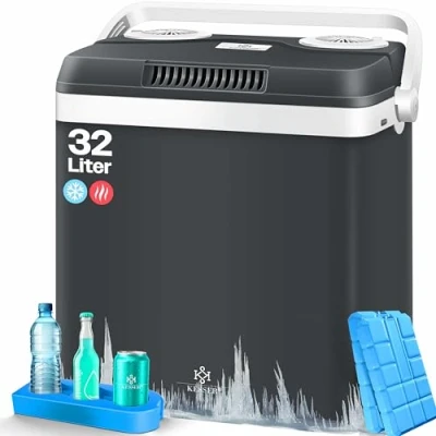Afbeelding van KESSER® 32L Thermo elektrische Koelbox voor warm houden en koelen Coolbox / 12V, 230V Stekker, Minikoelkast, Warmhoudbox met ECO modus 32 Liter, Rood
