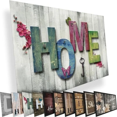 Afbeelding van Valia Home Deurmat met 3 unieke designs, binnen en buiten, absorbeert vuil water, gemakkelijk te reinigen, antislip (60 x 80 cm)