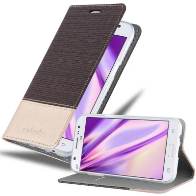 Afbeelding van Cadorabo Hoesje geschikt voor Samsung Galaxy J5 2015 in ANTRACIET GOUD Beschermhoes met magnetische sluiting, standfunctie en kaartvakje Book Case Cover Etui