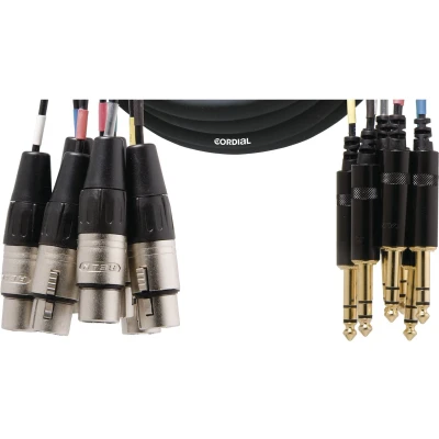 Afbeelding van Cordial Intro multicore XLRf/jack symm. 8 voudig, Rean stekker, 3,0m Analoge kabels