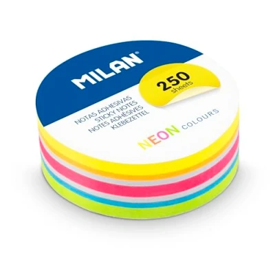 Afbeelding van MILAN® 250 zelfklevende notities, afneembaar, rond, neonkleuren, Ø 67 mm