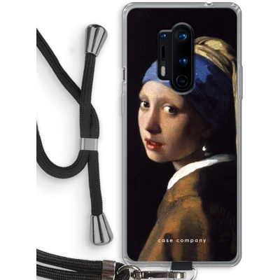Afbeelding van Case Company® hoesje met Koord geschikt voor OnePlus 8 Pro The Pearl Earring Telefoonhoesje Zwart Bescherming aan alle Kanten en Over de Schermrand