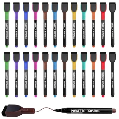 Afbeelding van Chiluxendo 24 uitwisbare whiteboard markers, magnetische marker, vloeibare krijtstiften, uitwisbaar, voor school, kantoor en thuis (12 kleuren)