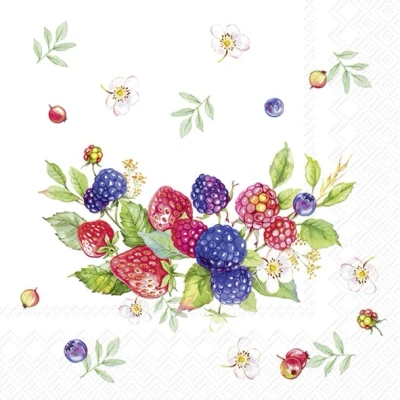 Afbeelding van Ihr 10375 Lunchservietten 25x25cm 20 Stuks Summer Berries Wreath