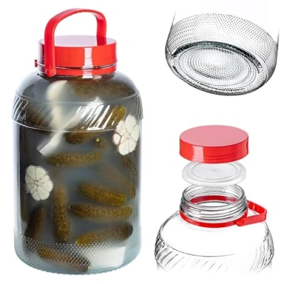 Afbeelding van KADAX Komkommerpot met deksel, luchtdichte conservering, glazen ballon, universeel, voor het bewaren van komkommers, 8 l, 1 stuk