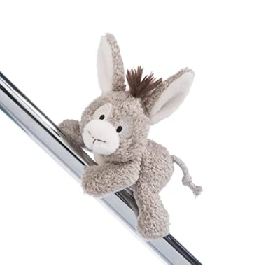 Afbeelding van NICI MagNICI Donkeylee ezel 12 cm grijs duurzaam pluche dier met magneet magnetisch voor koelkast, krijtbord, metalen element en nog veel meer, geweldig cadeau idee