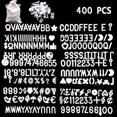 Afbeelding van CKANDAY 400 witte letters voor verwisselbare vilten planken, 3/4 inch met stoffen zak cijfers, symbolen en